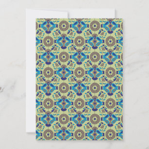 symmetrisches Textildesign mit blau und oder Einladung