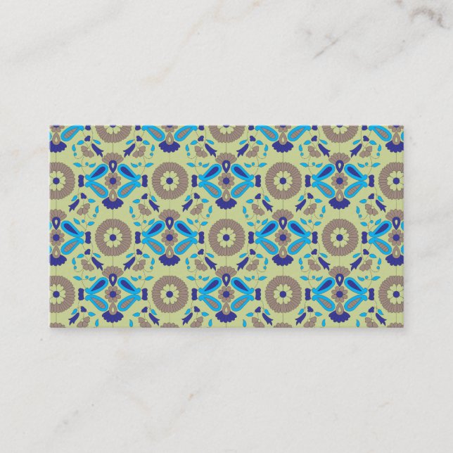 symmetrisches Textildesign mit blau und oder Visitenkarte (Vorderseite)