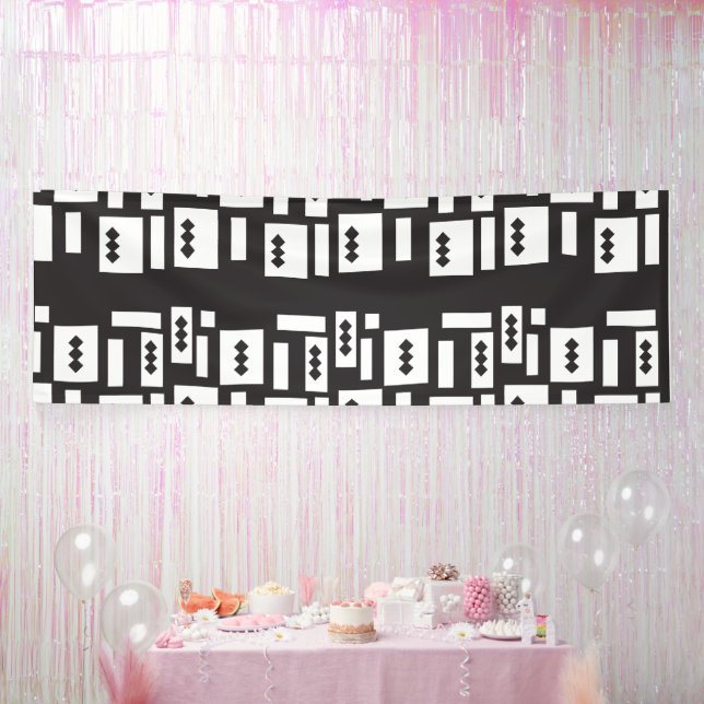Symmetrisches, weißes geometrisches Design mit kna Banner (Party)