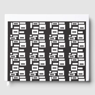 Symmetrisches, weißes geometrisches Design mit kna Gästebuch