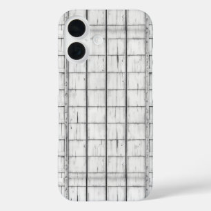Symmetrisches, weißes Holzmuster iPhone 16 Hülle