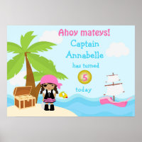 Sympa African American Pirate Girl Poster d'annive