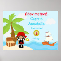 Sympa African American Pirate Girl Poster d'annive