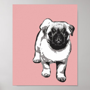 Sympa Carlin Chien Art Moderne Poster Rose Noir & 