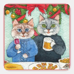 Sympa chat Noël Party autocollants