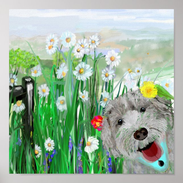 Sympa, Drôle Labradoodle Mur Poster d'Art (Devant)