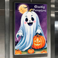 Sympa Ghost avec Poster d'Halloween Citrouille