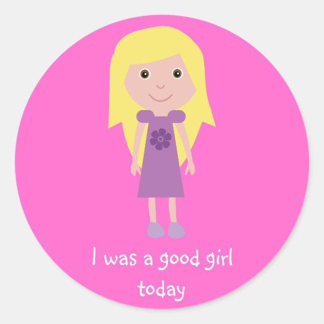 Sympa personnage de dessin bon fille Stickers rose (Devant)