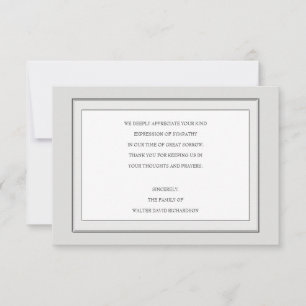 Sympathie avec le ton gris Carte de remerciements