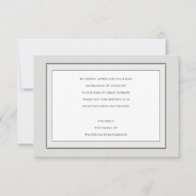 Sympathie avec le ton gris Carte de remerciements (Devant)