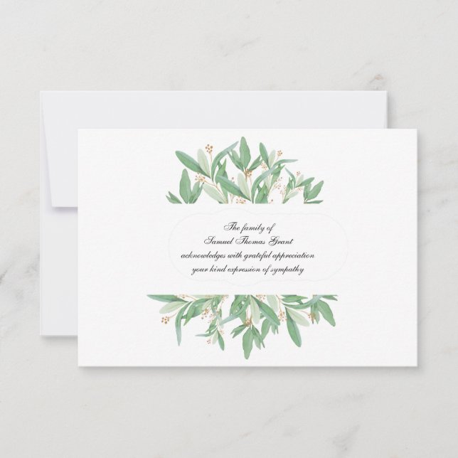 Sympathie botanique Carte de remerciements (Devant)