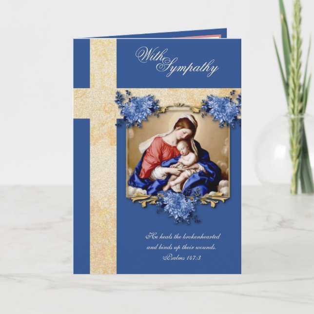 Sympathie catholique Vierge Marie Jésus Carte Flor (Devant)