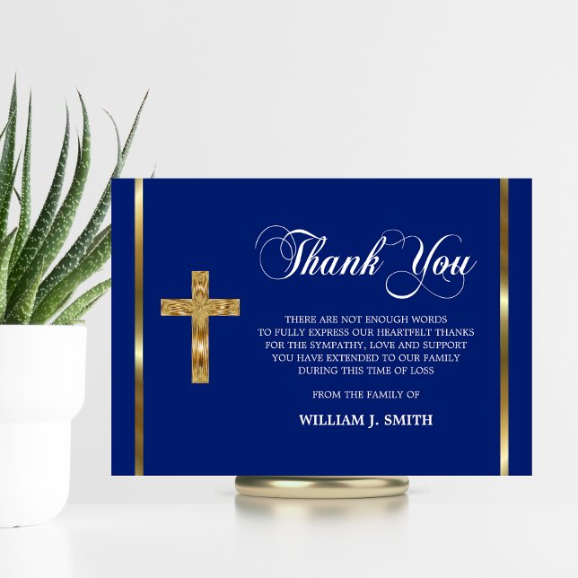 Sympathie Croix d'or de religion MERCI bleu croix (Sympathy Religious Gold Cross Blue THANK YOU photo)