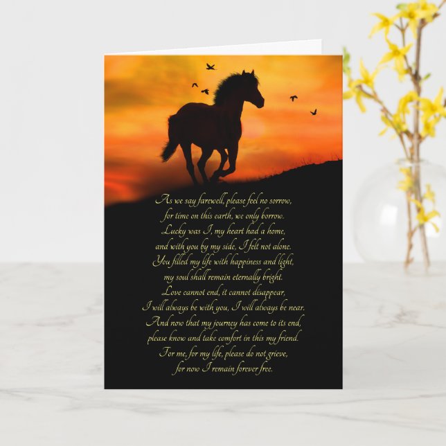 Sympathie du cheval avec carte de poème spirituell (Fleur jaune)