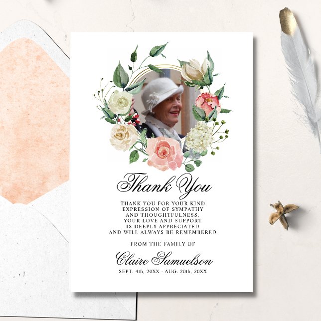 Sympathie féminine Merci Aquarelle Floral rose (Créateur téléchargé)