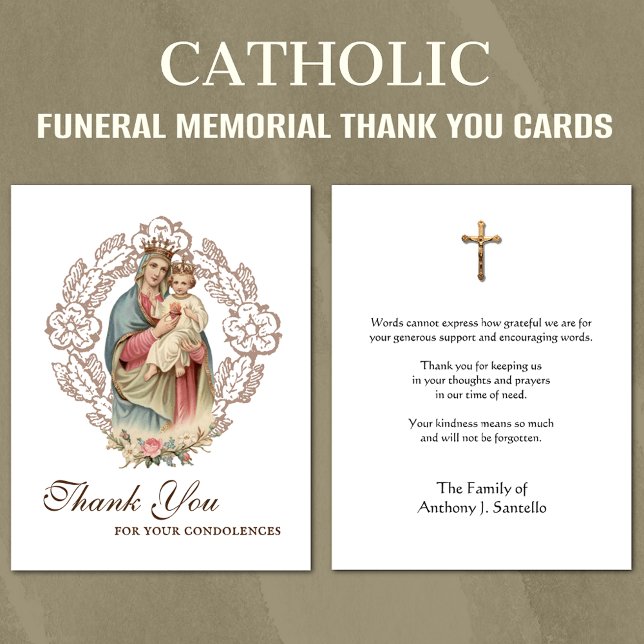 Sympathie funéraire catholique Carte Sainte Merci (Traditional Catholic Funeral Memorial Thank you Cards)