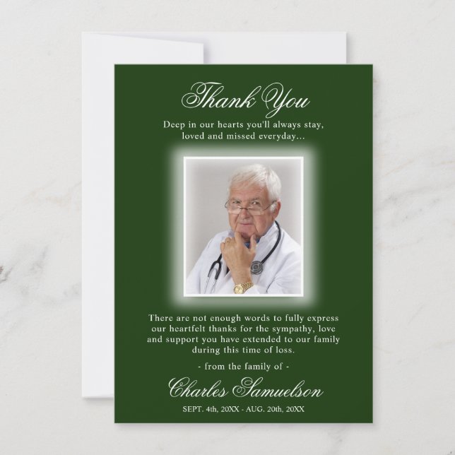 Sympathie funéraire Merci VERT | PHOTO (Devant)