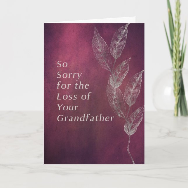 Sympathiekarte für Großvater in Cranberry Karte (Vorderseite)