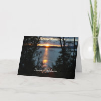Sympathiekarte Sonnenuntergang über dem Waldsee
