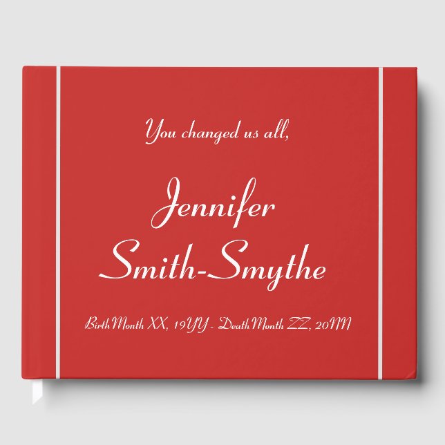 Sympathies rouges, simples et simples Livre d'or (Recto)