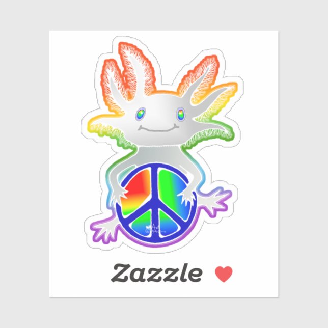 Sympathique arc-en-ciel Axolotl avec Sticker pour  (Feuille)