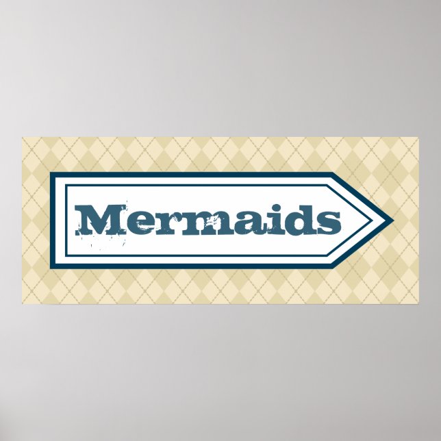 Sympathique Mermaid Beach Panneau Mur Art Poster (Devant)