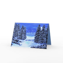 Sympathische Karte in blauer Bergszene blau innen