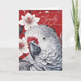 Sympathy African Grey Parrot Red and White Lilies Karte