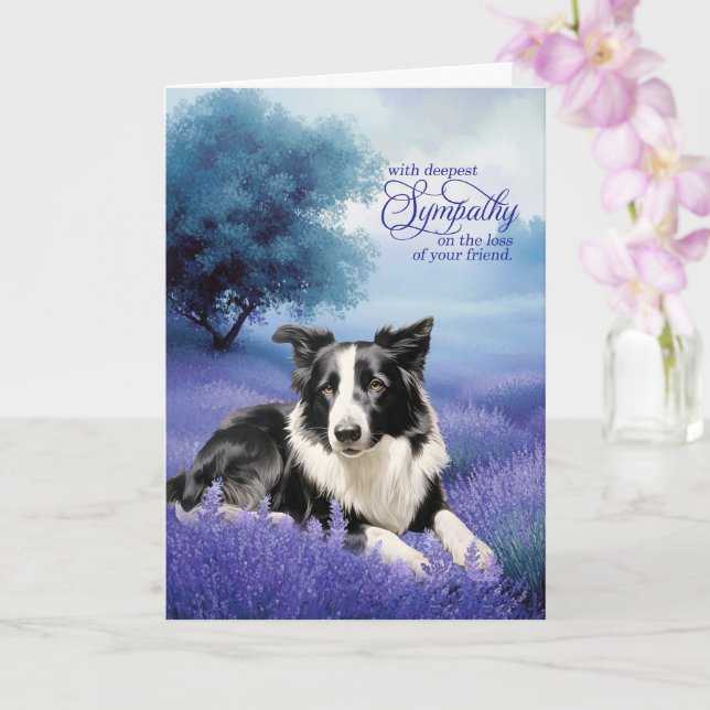 Sympathy Border Collie Dog Lavender Meadow Karte (Orchidee)
