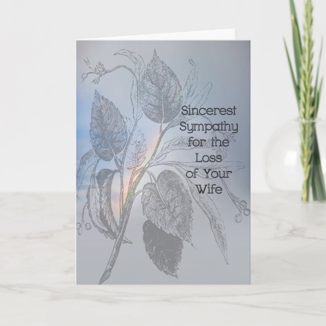 Sympathy Card für Ehefrau mit Illustrierten Blätte Karte (Vorderseite)