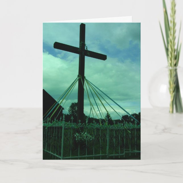 Sympathy Card Polnisches Kreuz "mit Beileid" Karte (Vorderseite)
