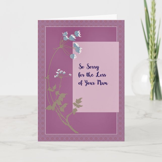 Sympathy Card Verlust von Mum Lavender mit Blume Karte (Vorderseite)