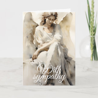Sympathy Card with Angel Thinking of You Beige Karte