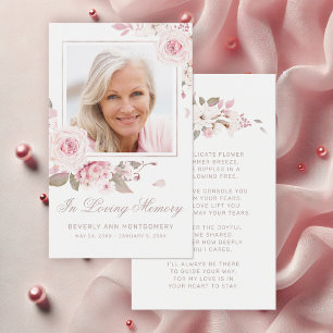 Sympathy Elegant Pink Rose Floral Photo Poem Card