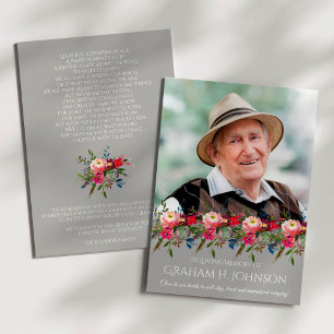 Sympathy Floral Photo Carte de remerciements funér