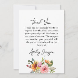 Sympathy Floral Photo Funeral Thank You Card Dankeskarte