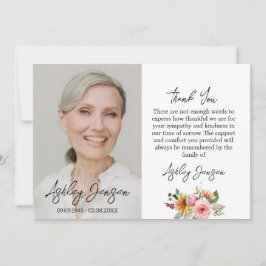 Sympathy Floral Photo Funeral Thank You Card Dankeskarte