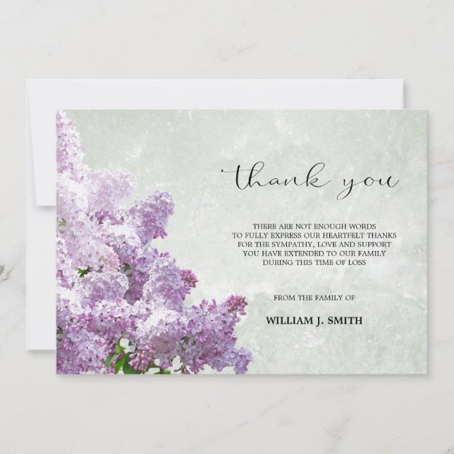 Sympathy Flower Lilacs MERCI Grey | PHOTO (Devant)