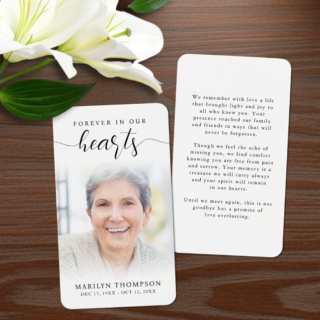 Sympathy Forever In Our Hearts Photo Prayer Card (Créateur téléchargé)