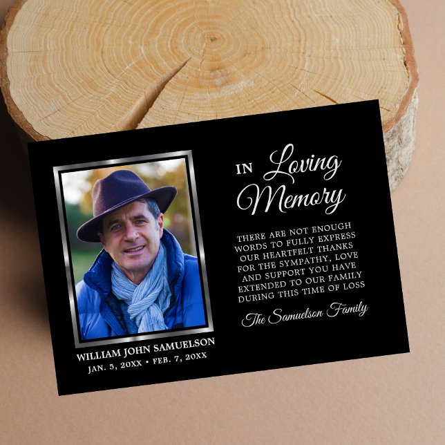 Sympathy Funeral Memory Black MERCI Photo (Créateur téléchargé)