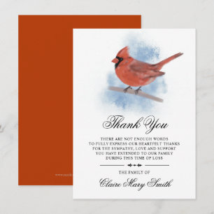 Sympathy Funeral MERCI Watercolor Cardinal