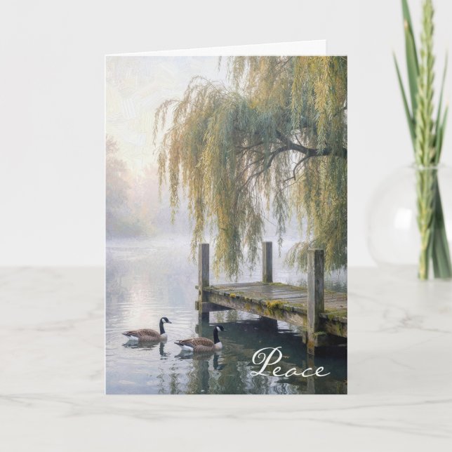 Sympathy Lake Dock with Canada Geese Karte (Vorderseite)
