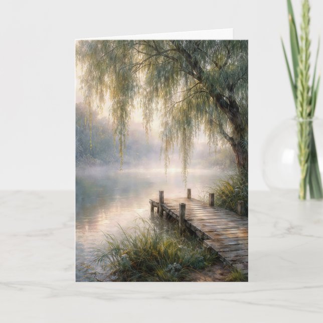 Sympathy Lake Dock with Willow Tree Karte (Vorderseite)