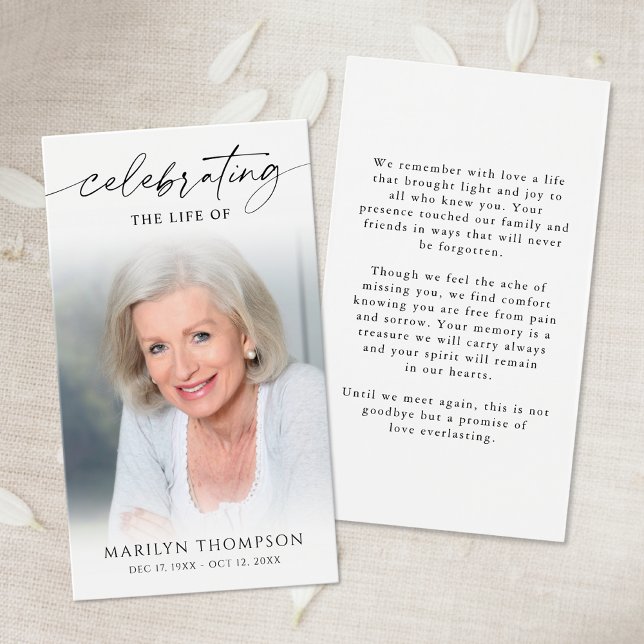 Sympathy Memorial Photo Elegant Prayer Card (Créateur téléchargé)