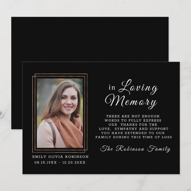  Sympathy Memory Black Gold MERCI Photo (Devant / Derrière)