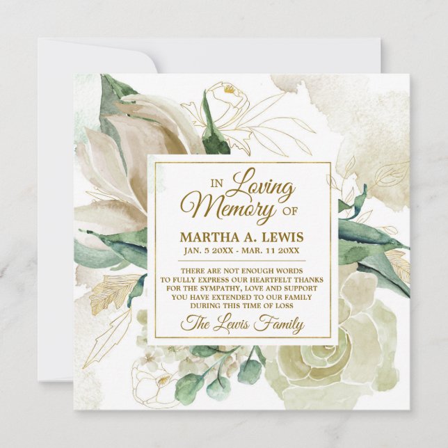 Sympathy Memory Creme Floral MERCI (Devant)