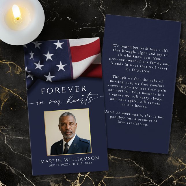 Sympathy Military US Flag Photo Prayer Card (Von Creator hochgeladen)
