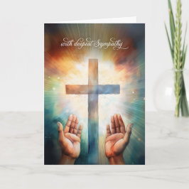 Sympathy Prayer Open Hands to God with Cross Karte