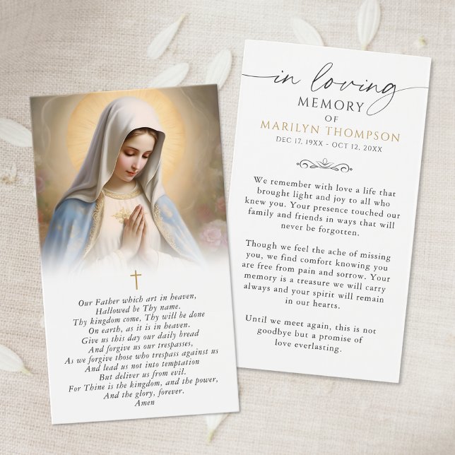 Sympathy Religious Virgin Mary Photo Prayer Card (Von Creator hochgeladen)