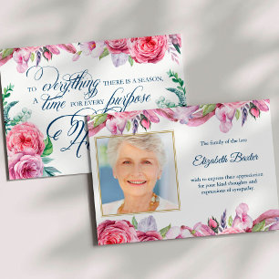 Sympathy rose floral photo Carte de remerciements 